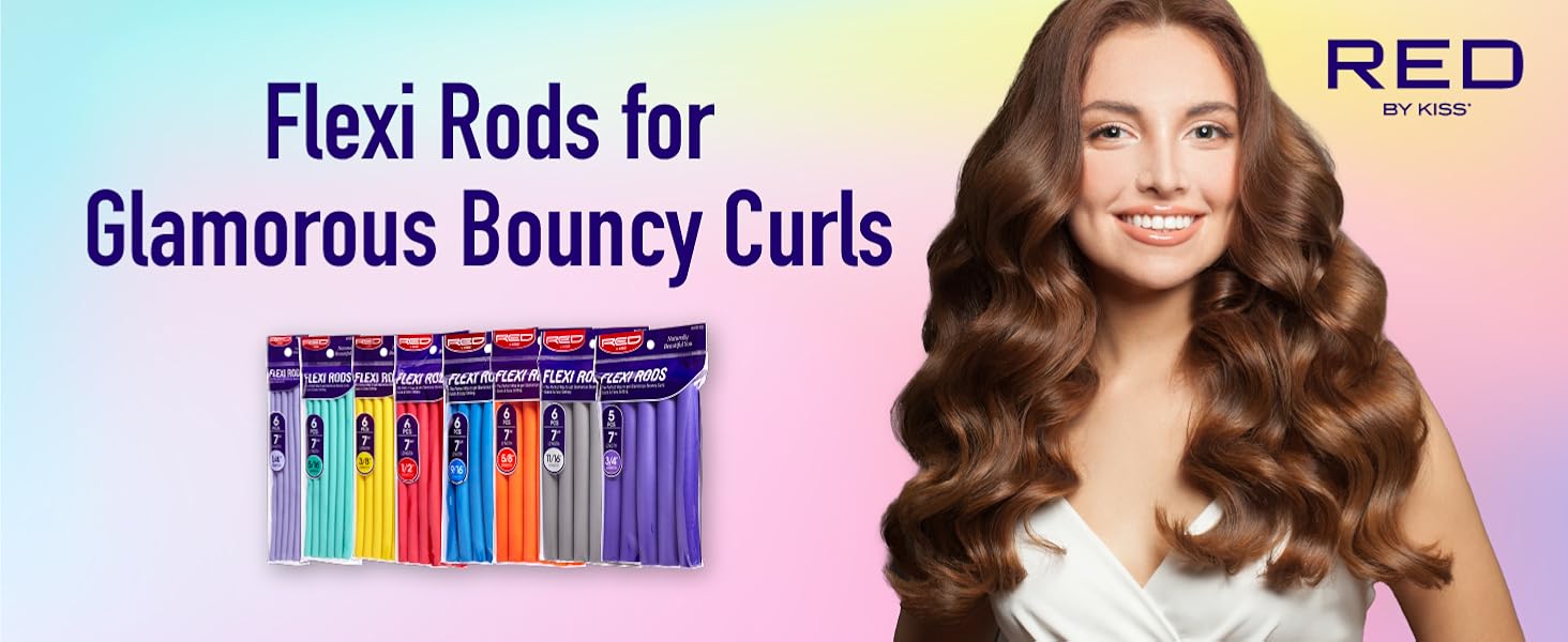 red by kiss flexi rods bouncy heatless curl wave overnight no heat flexible hair curler foam no slip