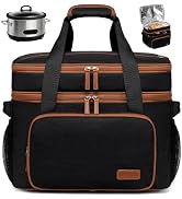 LEDAOU Double Layer Slow Cooker Carrier Compatible with 6-8 Qt CrockPot, 4-Layer Insulated Bag fo...