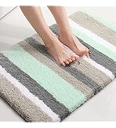 Buganda Microfiber Striped Bathroom Rugs Bath Mat, Extra Thick, Soft and Shaggy, Absorbent, Machi...