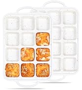 AOTASO 2 Pcs Brownie Pan With Dividers Silicone Nonstick Mini Individual 12 Cup Square Muffin Cup...