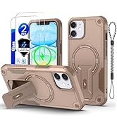 for iPhone 11 case[Compatible with MagSafe][with 2 * 9H Tempered Glass Screen Protector], Built i...