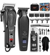 LQT Professional Cordless Hair Clipper and T-Blade Beard Trimmer Set for Men, LED Display,Quiet M...
