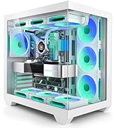 LINEDEPOT ATX Cpmputer CASE, Type-C Gaming PC Case with 7 PWM ARGB Fans Pre-Installed, Full-View ...