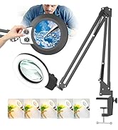 HITTI 12X Ultra Long Magnifying Glass with Light and Clamp, Upgrade Infinite Color and Brightness...