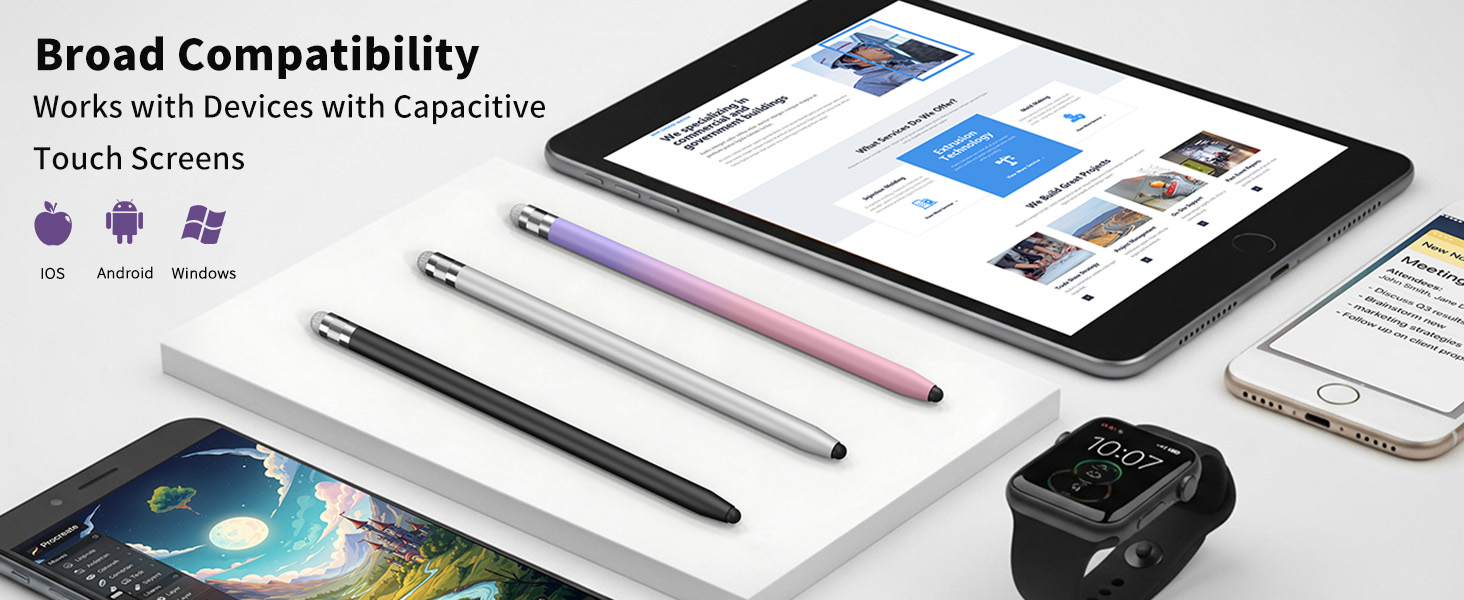 The stylus pens are compatible for iphone, ipad, etc all touchscreen