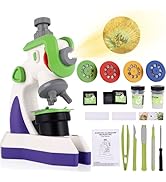 Kids' Microscope with 100X, 400X, 1200X Magnification, Projection Function and Built-in LED Light...