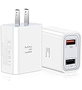 USB Wall Charger, Pofesun 2-Pack Dual Port USB Cube Power Adapter Quick Charging 3.0 Charger Plug...
