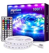 hyrion 100ft LED Strip Lights, Ultra Long SMD 2835 Led Lights Strip with 44 Key Remote,24 Volt Di...