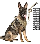 MOOGROU Tactical Dog Harness and Leash Set for Large Dogs,Heavy Duty No Pull Service Dog Vest and...