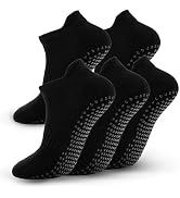 kepiibi 5 Pairs Pilates Socks with Grips for Women Non Slip Grip Yoga Crew Socks for Barre Hospit...