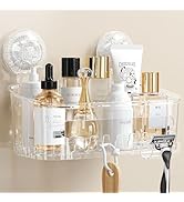 LUXEAR Clear Shower Caddy Suction Cup, No Drilling Removable Shower Shelf, Max Hold 22lbs Suction...
