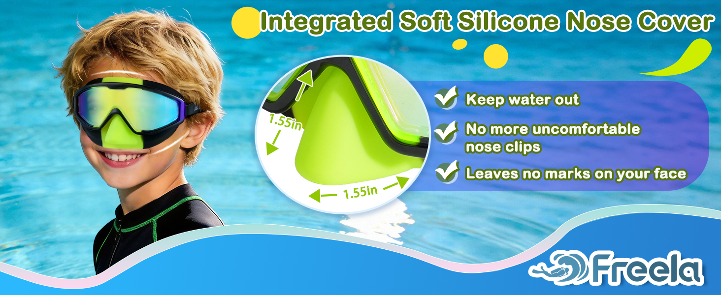 kids swim goggles with nose cover