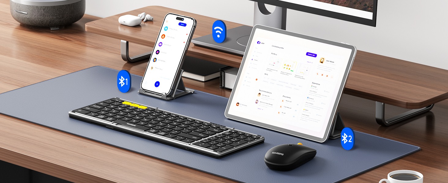 Samsers Folding Bluetooth Keyboard Mouse Combo