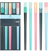 5 Pairs Fiberglass Chopsticks-Reusable Chopsticks Dishwasher Safe, 9.57 inch/24.3cm Matte Non-Sli...
