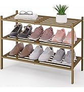 Smiry Bamboo Shoe Rack 3-Tier, Stackable Wooden Shoe Organizer for Entryway &amp; Closet, Free Standi...