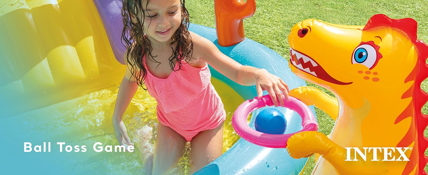 Intex 11ft x 7.5ft x 44in Dinoland Play Center Kiddie Inflatable Swimming Pool Caro5