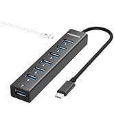 FORIDA USB C Hub-8 Port USB HUB with 7 USB3.0 Data Ports,Aluminum Alloy USBC Splitter with Type C...
