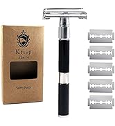 Krisp Beauty Double Edge Safety Razor, (4 Inch Long) Butterfly Open Men Women Wet Shaving Razor w...