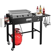 Llamaviva Heavy-Duty Non-Folding Camping Table | Sturdy Outdoor Grill Stand with Wheels | Solid W...