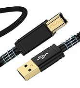 USB Printer Cable 6ft, Nylon-Braided Computer to Printer Cable, High-Speed Type-A Male to USB-B 2...