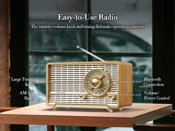 wooden table radio