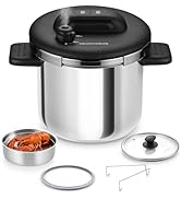KOCH SYSTEME CS Stainless Steel Pressure Cooker 6.3 QT, Olla de Presion, Easy One-Press Lock, 3 P...