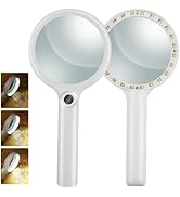 LED Magnifying Glass for Seniors - 5X Power Handheld Magnifier with 90mm Wide Lens, Bright Rechar...