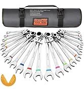 GRENPRO Ratchet Wrenches Set, 23PC Flex Head Ratcheting Wrench Set Metric and Standard &amp; SAE, 6-1...