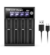 18650 Battery Charger,4 Bay 3.7V Li-ion Battery Charger with Smart LCD Display 2A Fast Charging f...