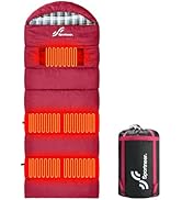 Sportneer Heated Sleeping Bag with 5 Heating Zones, Warm Flannel Cold Weather Sleeping Bag for Ad...