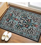GarveeHome Floral Entryway Rug, 2x3 Washable Front Door Entry Throw Rugs Indoor, Non Slip Bathroo...