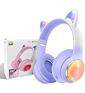 KERHAND Kid's Rainbow Wireless Headphones,Multi-Color Changing Bluetooth Headphones,Soft LED Ligh...