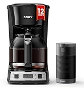 ecozy 12-Cup Drip Coffee Maker with Electric Coffee Grinder Combos, Programmable Coffee Machine w...