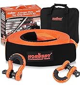 Tow Straps Heavy Duty with Hooks 3" x 30' (35,000lbs), HORUSDY Heavy Duty Recovery Strap. 100% Ny...