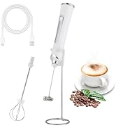 Freebala Handheld Electric Milk Frother with 2 Heads, Coffee Whisk Foam Mixer with USB Rechargeab...
