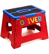 Delxo 9 Inch Folding Step Stool for Kids - Includes 3 Alphabet Letter Stickers &amp; 2 Non-Slip Grip ...