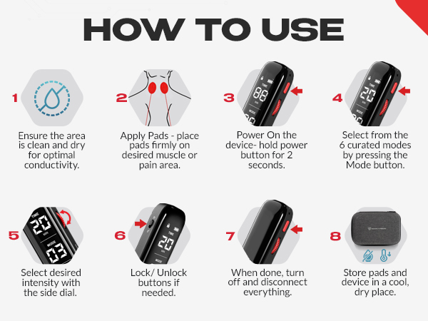 tens unit ems pms muscle stimulator pulse massager electrode shock therapy pain relief