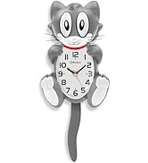 Soobest 18 Inch Large 3D Cat Wall Clock Battery Operated with Moving Eyes and Pendulum Tail, Retr...