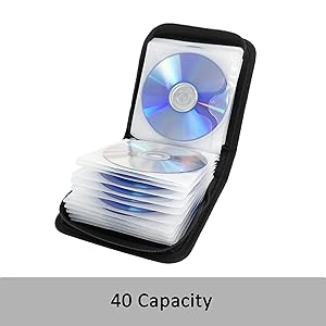YILAG DVD Case CD Storage,40 Capacity CD Cases Holder DVD Storage Case Holders Wallet Binder 