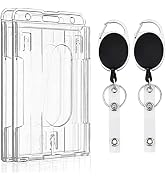Pawfly Vertical 2-Card Badge Holder with Thumb Slots Hard Transparent PC Case Protector with Retr...