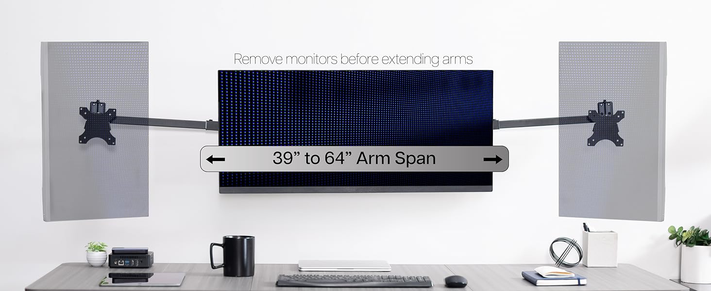 Telescoping Triple Monitor Desk Mount