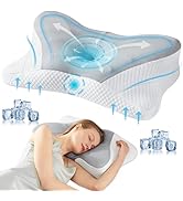 OLIXIS Cervical Neck Pillow for Pain Relief, Ergonomic Memory Foam Pillows for Sleeping, Cooling ...