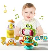 Eohemeral 2 in1 Baby Rattles Toy Set,Infant High Chair Toys with Suction Cups,Grab and Spin,Inter...