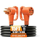 15 FT 50 Amp RV Extension Cord, Nema 14-50P to 14-50R, Flexible 4 Prong Heavy Duty RV Power Cord ...