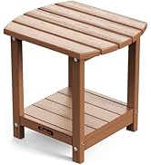 Ciokea Adirondack Outdoor Side Table, 2-Tier Sturdy Patio End Table Weather Resistant, Morden Sid...