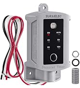 SURAIELEC 15 AMP Dusk to Dawn Timer Switch for Outdoor Electrical Boxes, 120V Photocell Power Con...