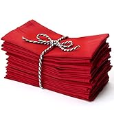 Christmas Red Cloth Dinner Napkins Kitchen Cloth Napkins 12 Pack 18X18 Inches Cotton Blend Soft F...