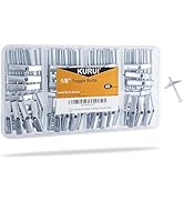 KURUI 1/8 Heavy Duty Hollow Wall Anchors for Drywall, 48Pcs Toggle Bolts and Wing Nut Kit, Metal ...