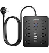 Bawmwim Surge Protector Power Strip, 8 Outlets(1250W/10A), 6 USB Charging Ports(2 USB C), 6FT Fla...
