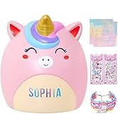 Piggy Bank Girls Unicorn Piggy Banks Cute Unbreakable Resin Coin Money Bank with Stickers Bracele...